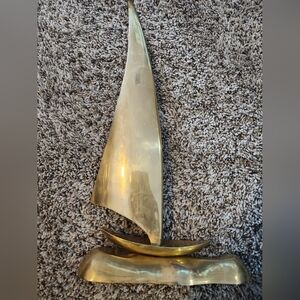 Elegant Brass 12.5 Inch Sailboat Sculpture